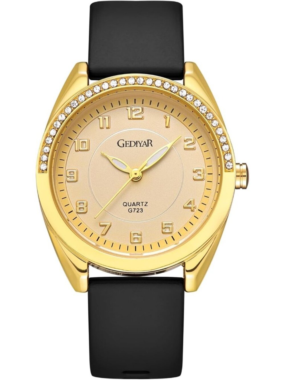 Women Black Gold Analog Quartz Silicone Band Solid Waterproof Nurses Wrist Watch